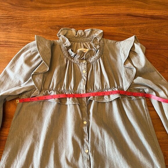 NWT Isabel Étoile Marant Snap Front Ruffled Denim Shirt - Picture 7 of 14